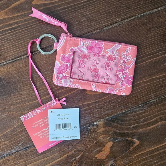 Vera Bradley Zip ID Case Hope Toile Key Holder - Picture 2 of 4